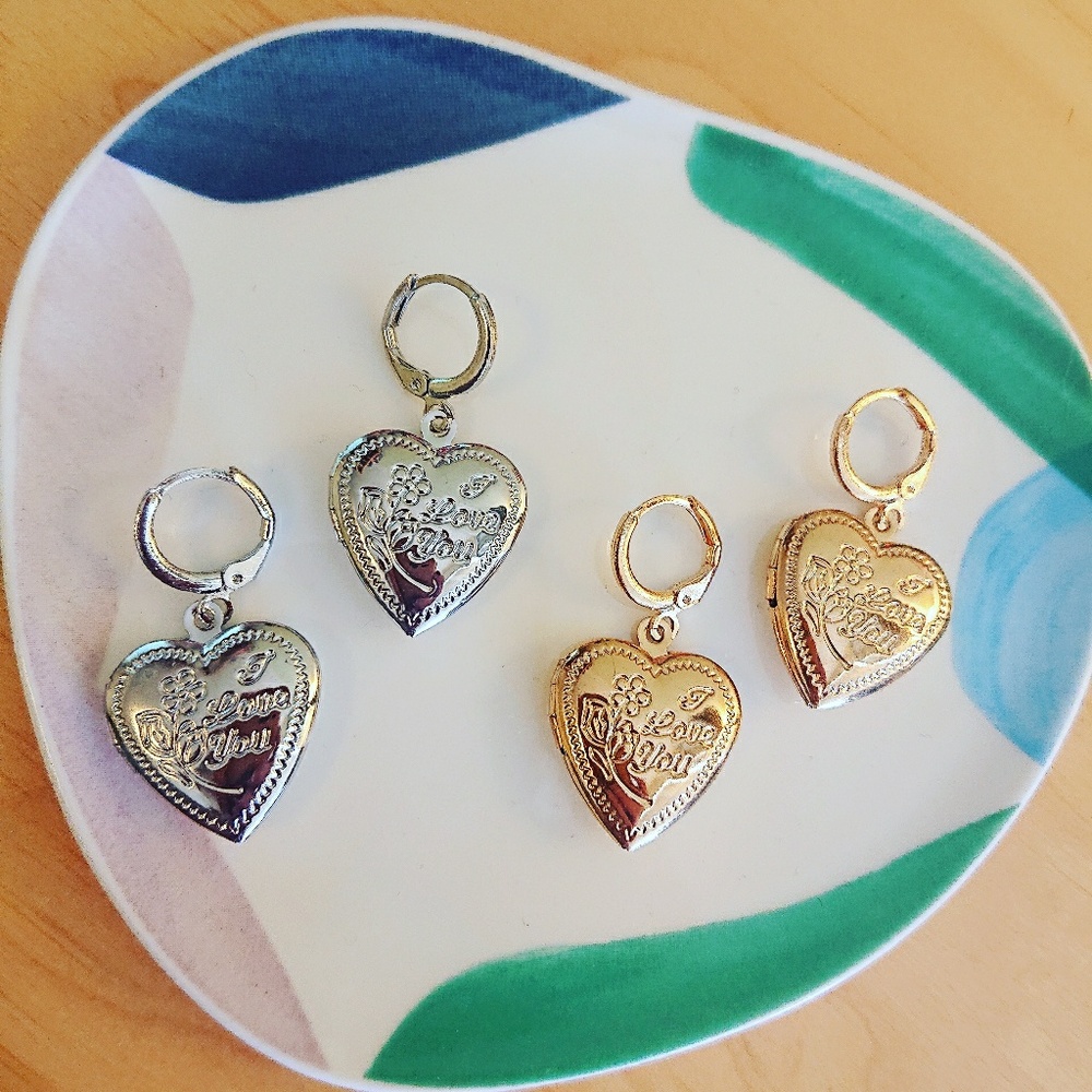 Heart Pendant Earrings - Picture 9 of 10